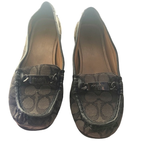 Coach embossed leather Olive loafers - Picture 1 of 10